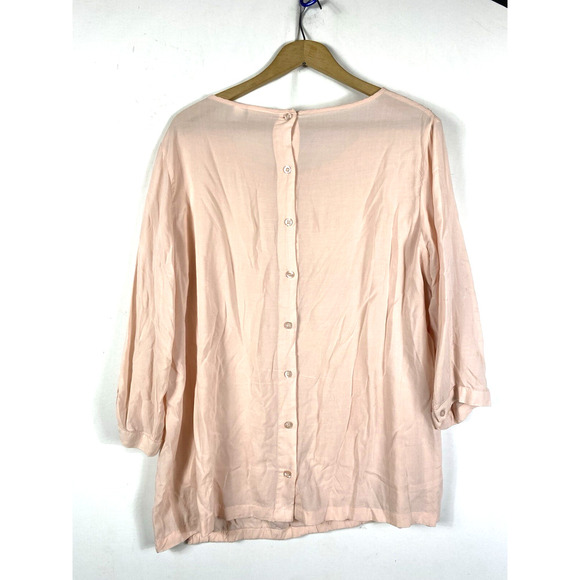Chicos 2 / Large Lace Front Top Button Back Pale Pink Soft Girl Romantic Pastels - Picture 11 of 13